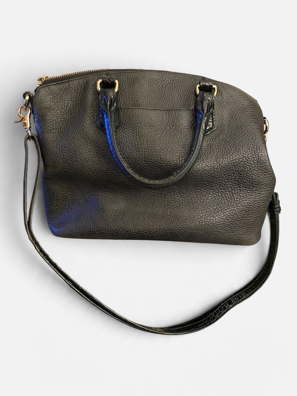 Brahmin Black Leather Satchel Handbag with Detachable Strap - Picture 6 of 15